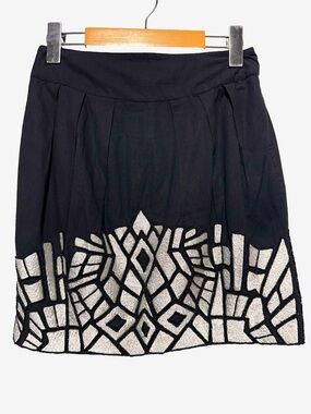 MANGO SUIT Beaded Art Deco Geometric Embellished Mini Skirt Glam